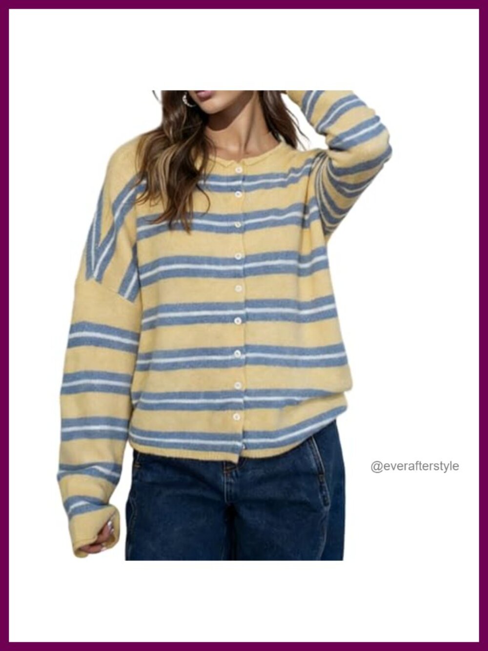 Striped Button Down Cardigan Lightweight Long Sleeve Y2K Knit Sweater